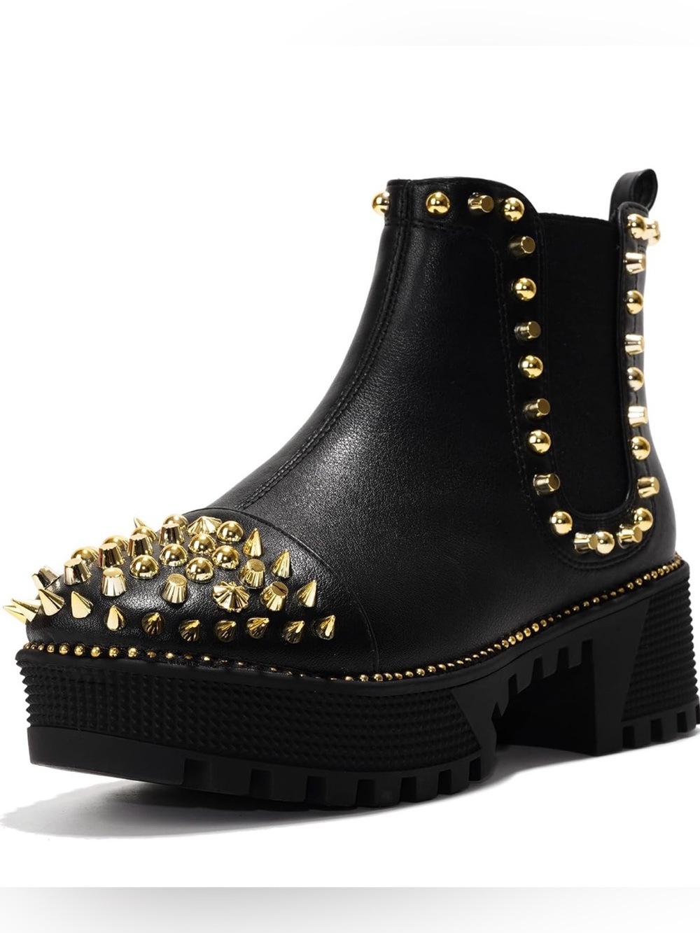 Cape Robbin Black Ankle Boots with Gold Studs
